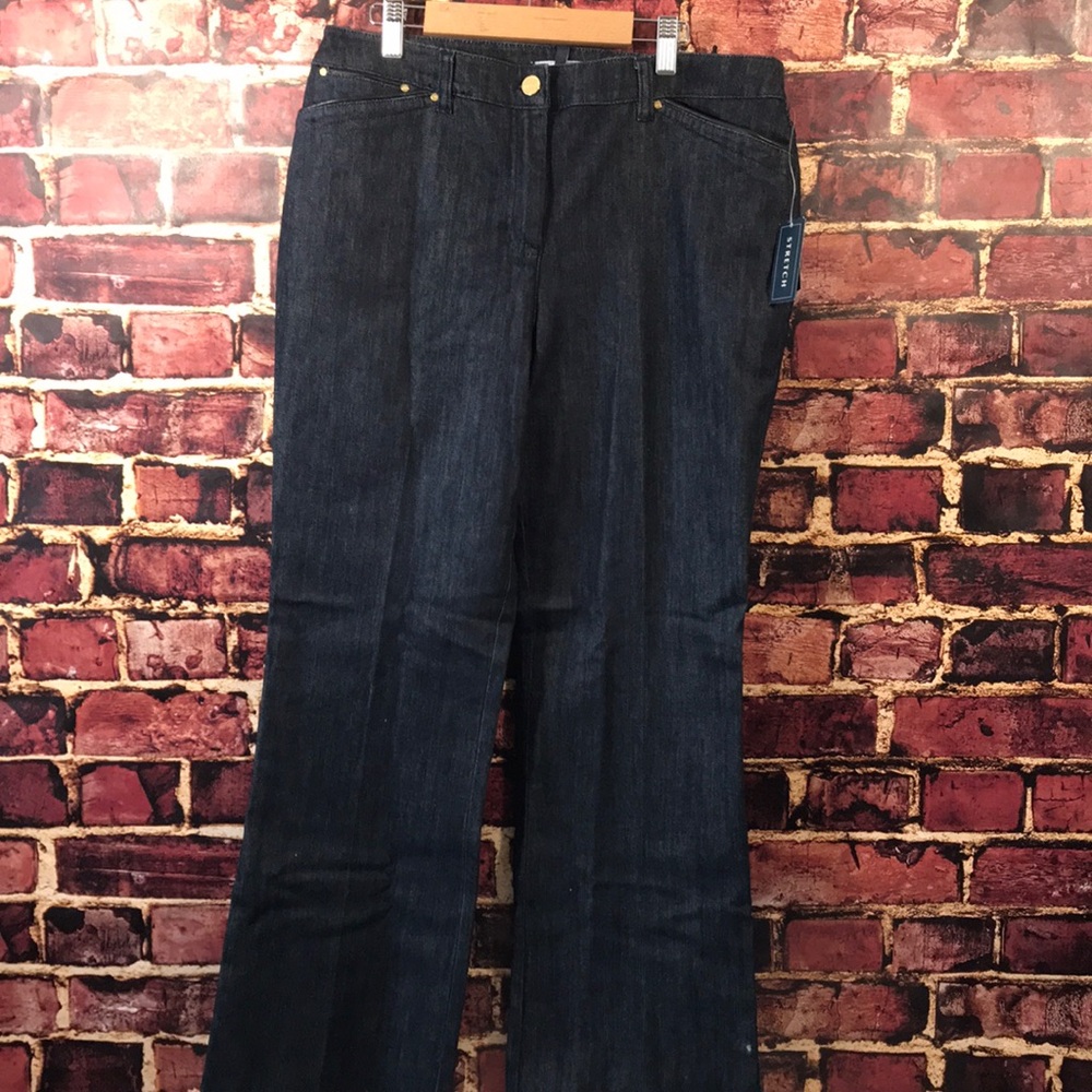 New Jones New York jean petite 10P leather piping